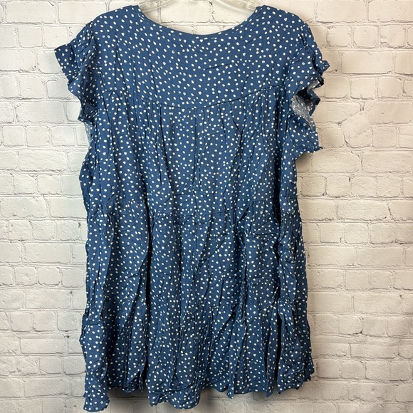 BloomChic Blue & White Ruffle Cap Sleeve Tiered Top Plus Size 2X - Picture 6 of 6